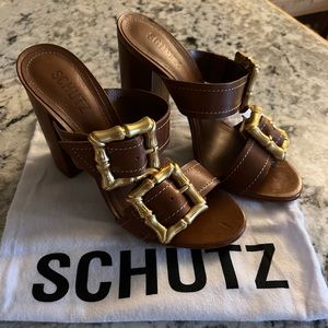 SCHUTZ Enola Leather Sandal - Brown SZ 8